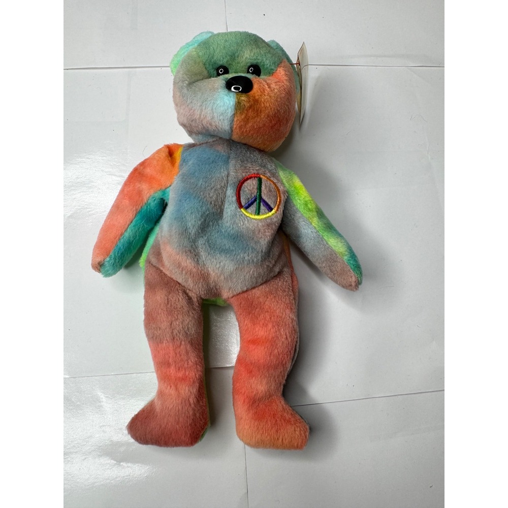 Ty Beanie Babies Peace Bear Tie Dye Plush 1996 Style 4053 Collectible with Tags